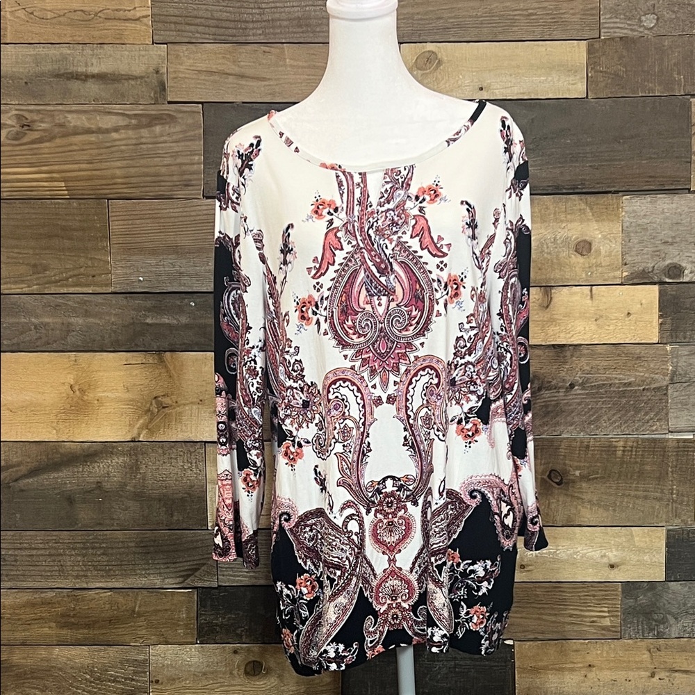 Chico's Black and White Paisley Blouse